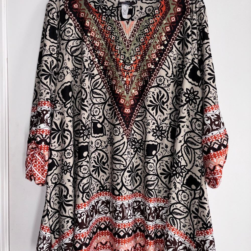 Bohemian Floral V-Neck Top - Multicolor